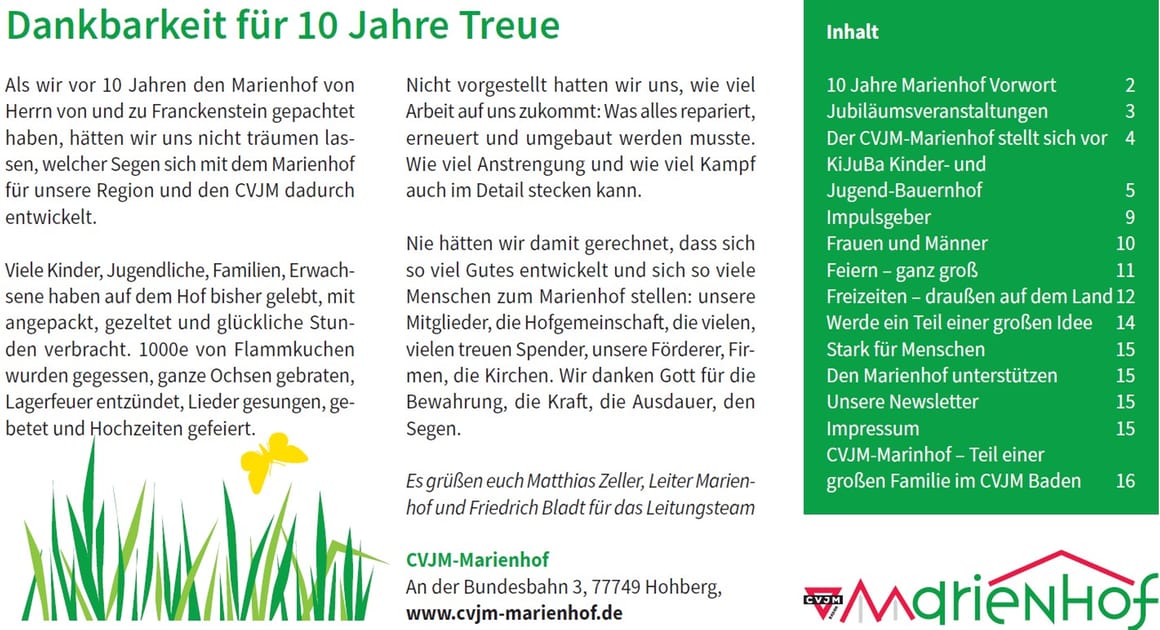 10 Jahre Treue CVJM Marienhof